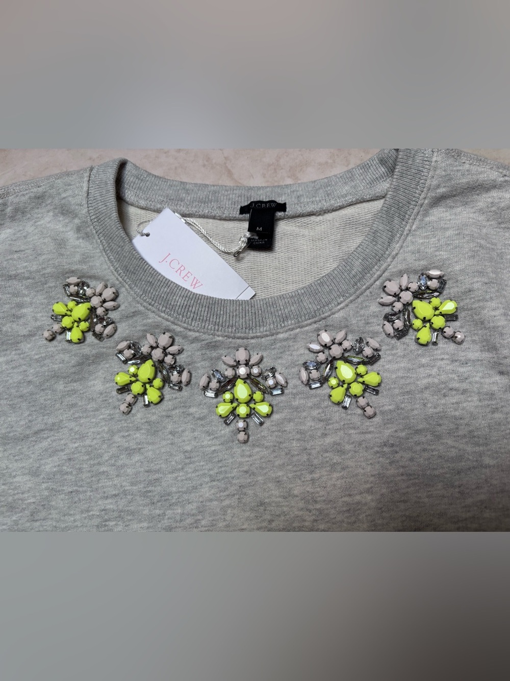 J Crew Embellished Gray Crewneck  - Women - Picture 2 of 4